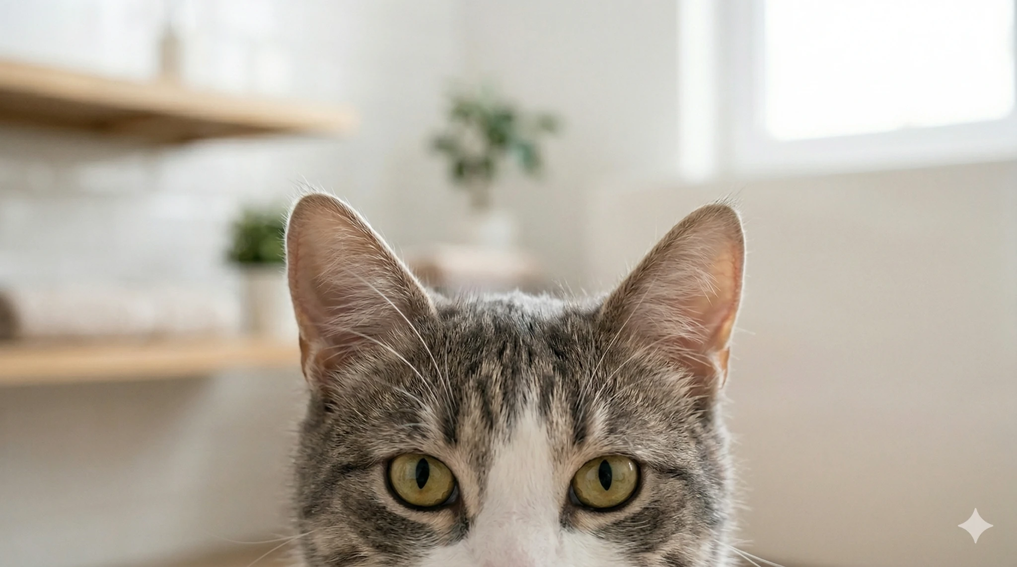 Cat next to a litter tray